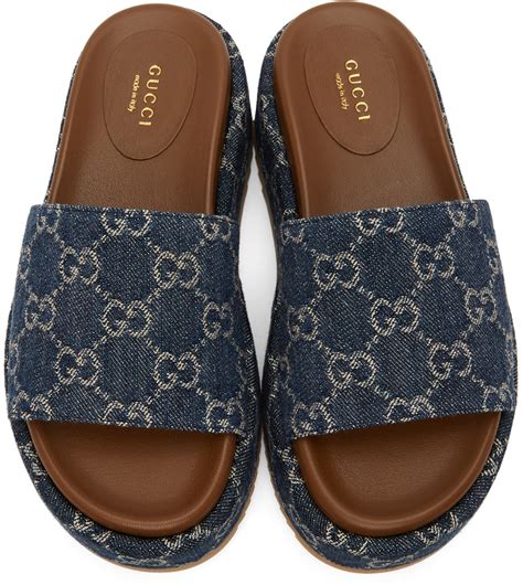 gucci blue sliders|Gucci sliders flannel.